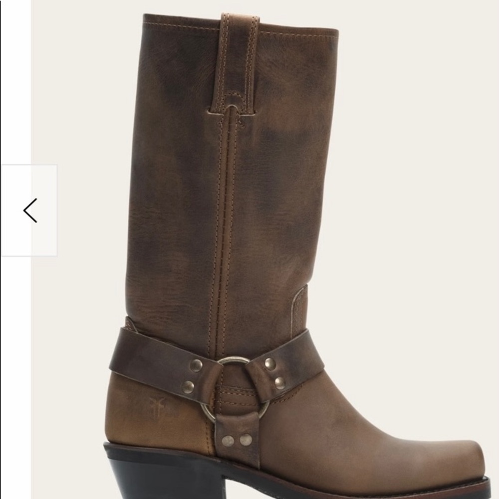 Green leather harness boots